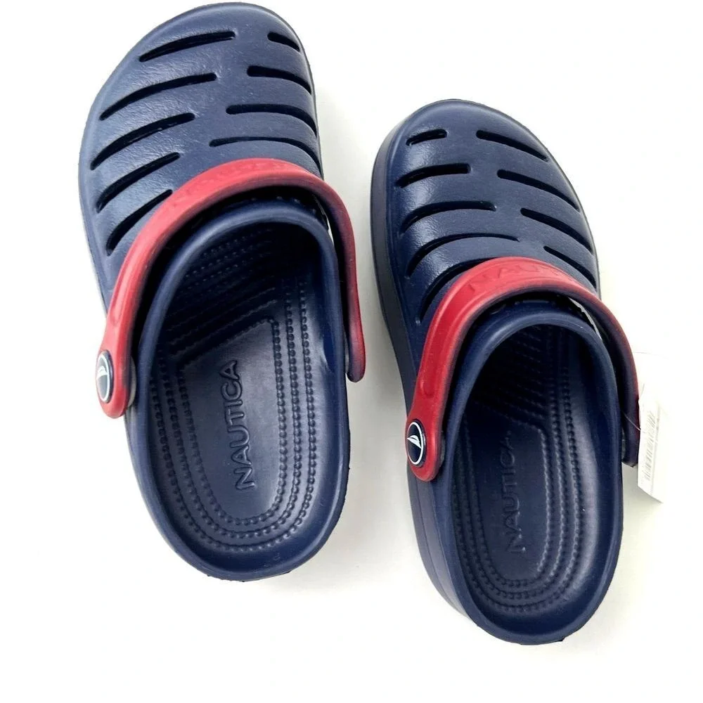 Nautica River Edge Toddler Navy Blue Red Slip On Clog Comfort Shoes Baby Size 11